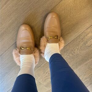 Tan Faux Fur Loafers